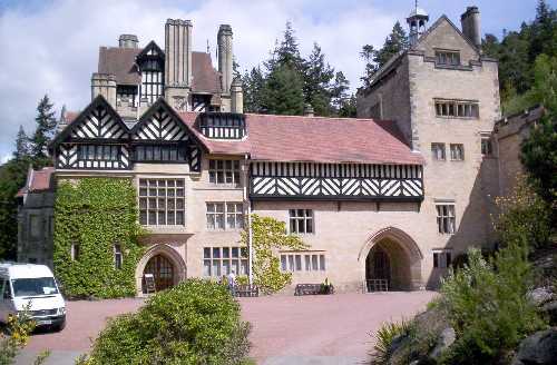 The main approach to Cragside mansion.