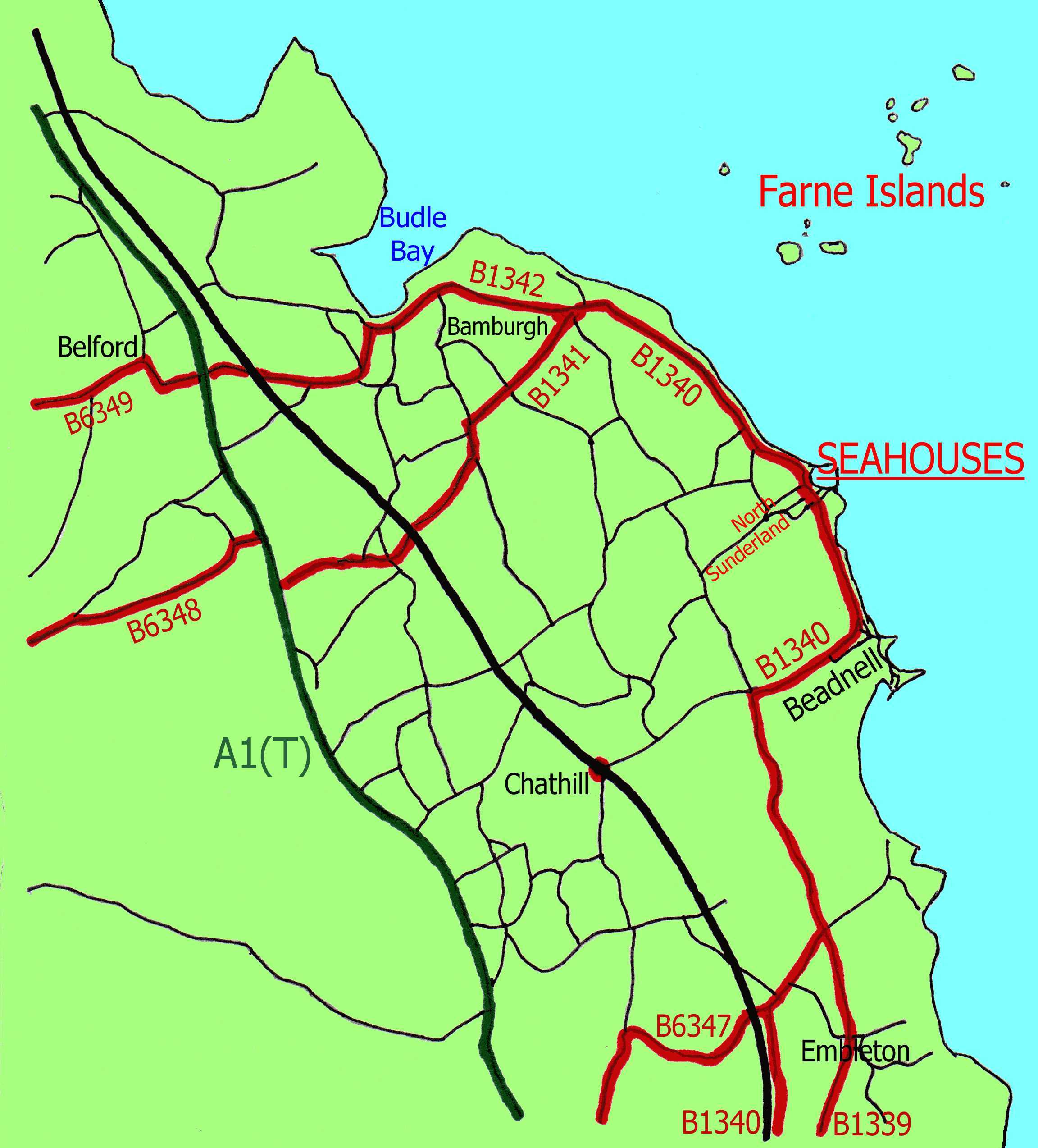 The big blank space west of the A1 is moorland.