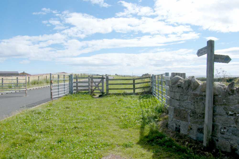 The entrance to the private road.