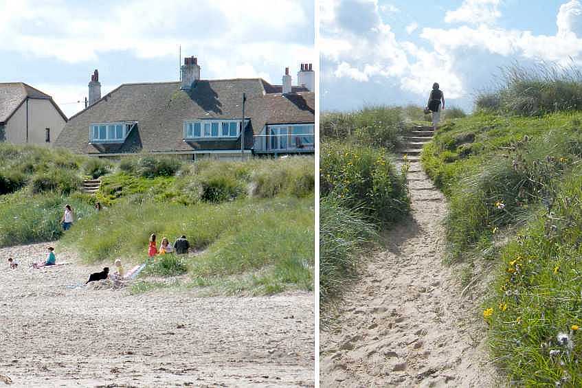 The approach to the beach steps.