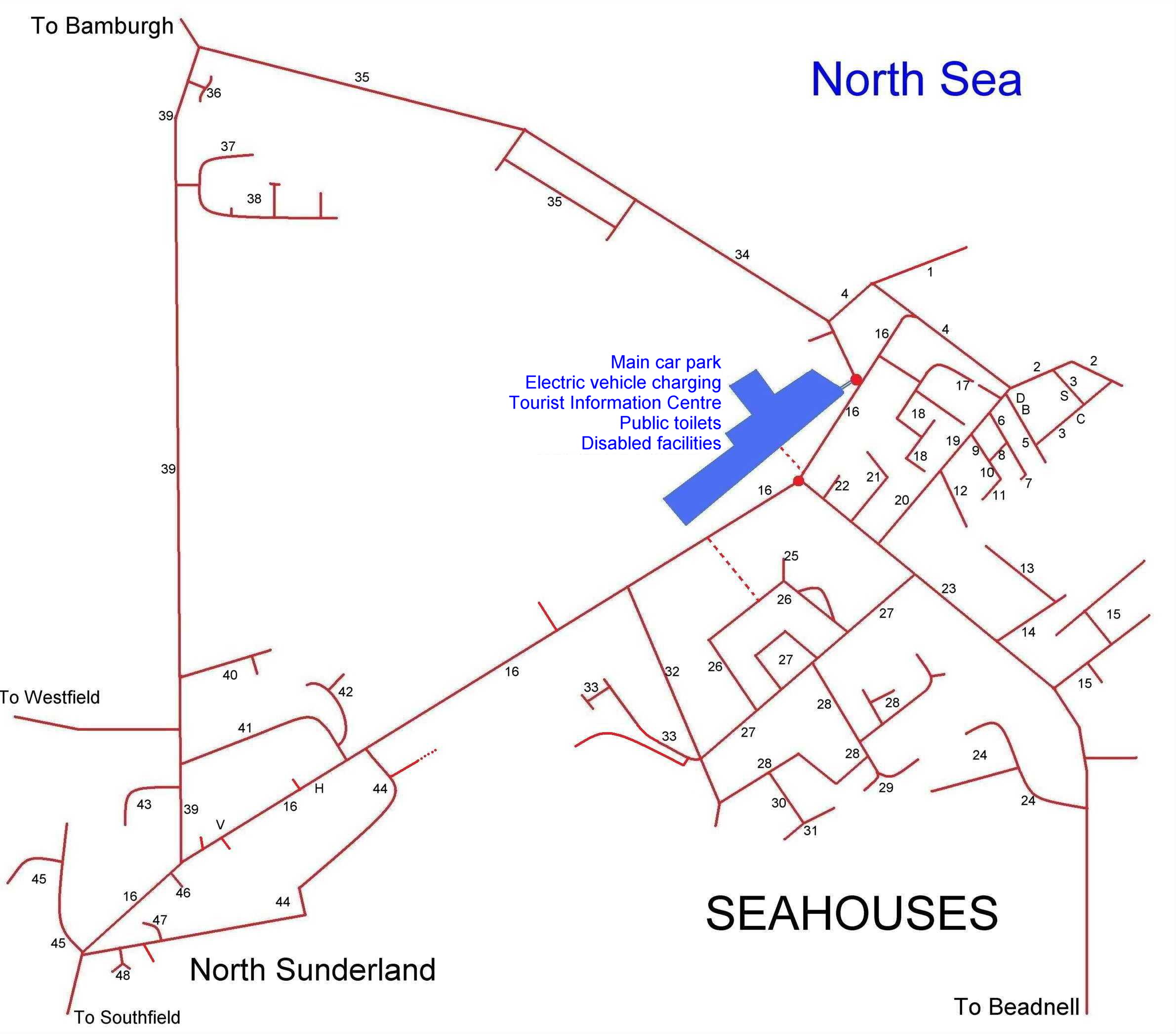 Seahouses street map.